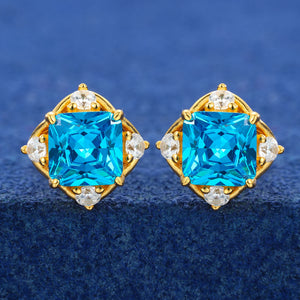 Moissanite Princess-Cut Ice Blue Stud Earring - Different Drips