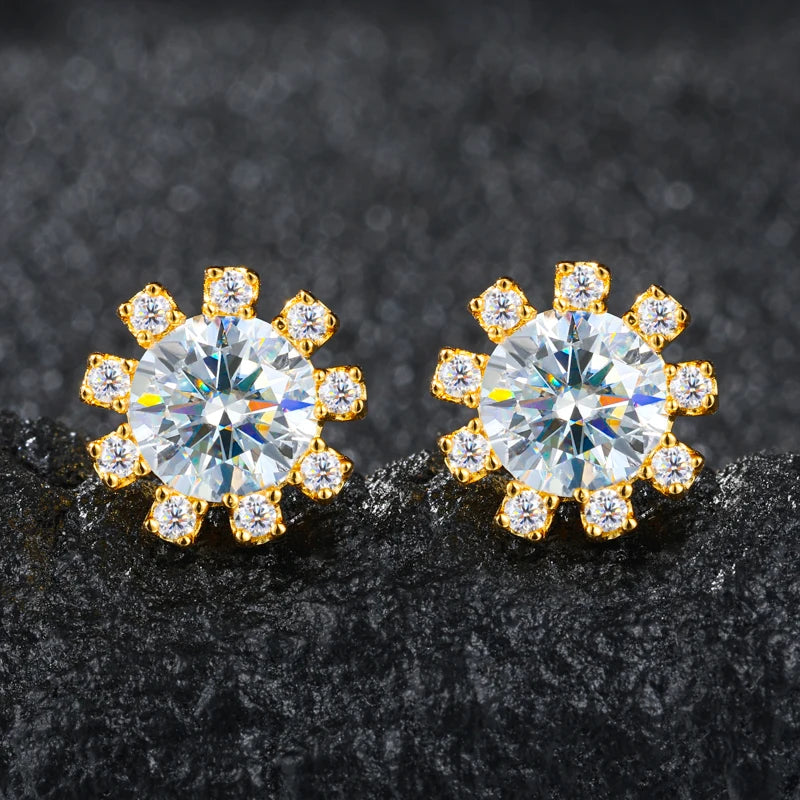 S925 Moissanite Snowburst Stud Earrings - Different Drips