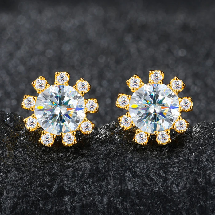 S925 Moissanite Snowburst Stud Earrings - Different Drips