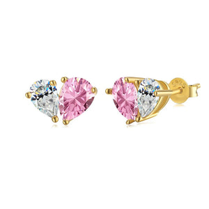 Women's 925 Pink/White Moissanite Diamond Pear Cut Earrings - Different Drips