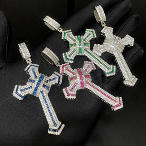 Baguette Colored Cross Pendant - Different Drips