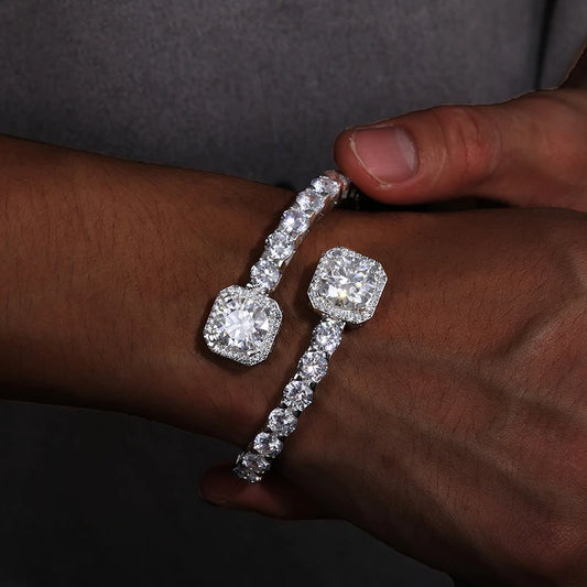 S925 Moissanite Clustered Tennis Bangle Bracelet - Different Drips
