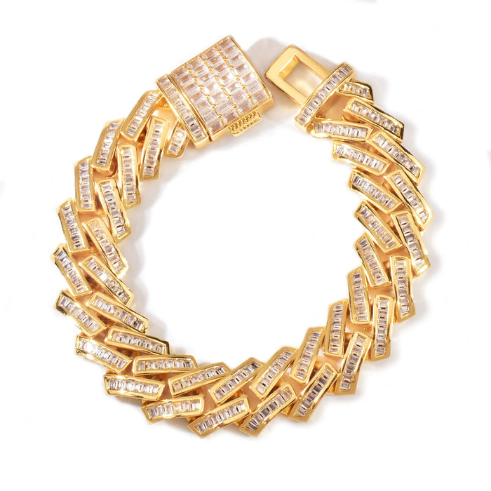 10mm Baguette Prong Cuban Link Bracelet - Different Drips