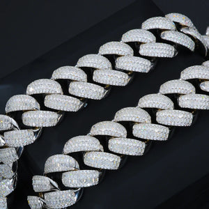 25mm S925 Moissanite Baguette Cuban Link Chain - Different Drips