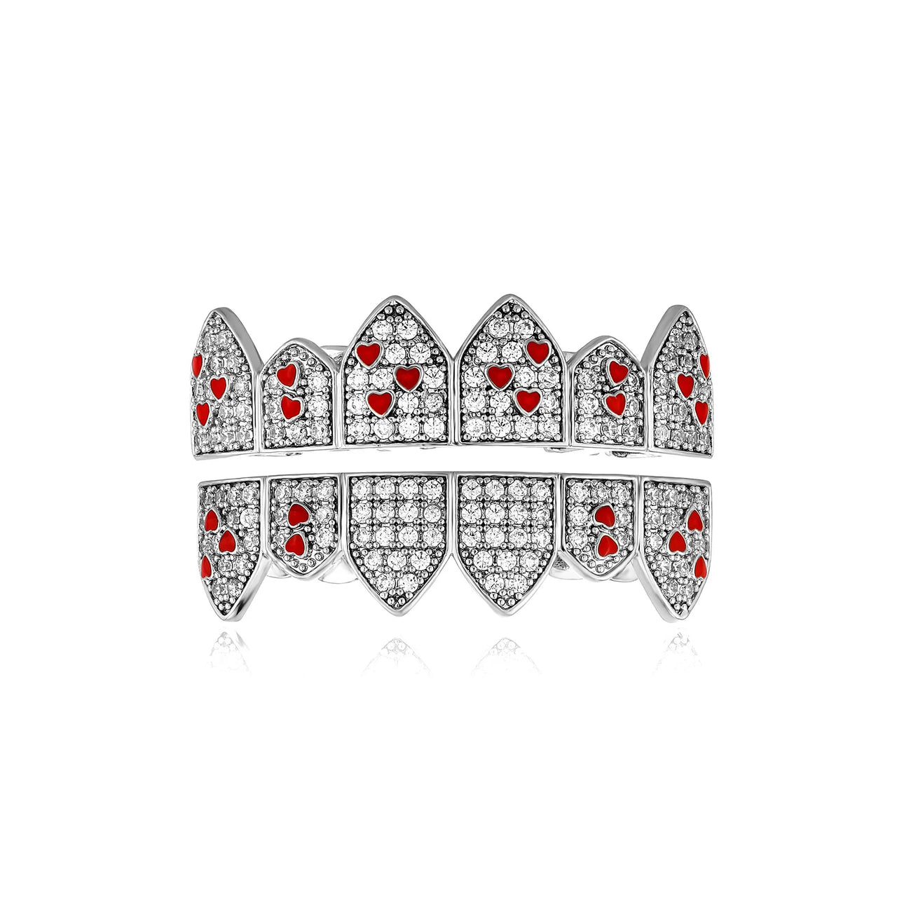 Iced Out Red Heart Enamel Grillz - Different Drips