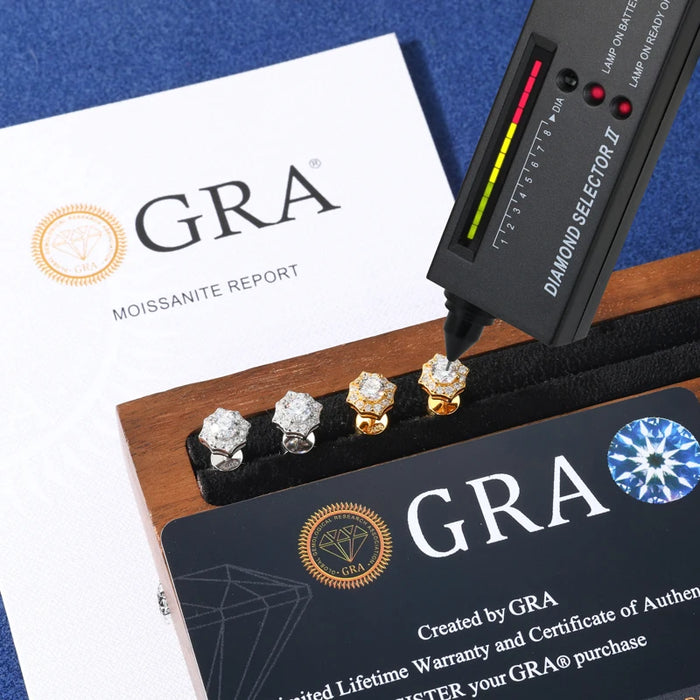 S925 Iced Flower-Shaped Moissanite Stud Earrings - Different Drips