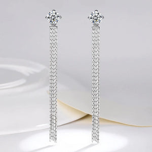 Women's S925 Moissanite Diamond Long Tassel Earrings - Different Drips