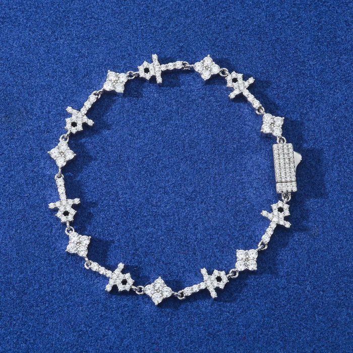 S925 Moissanite Mini Cross & Star Bracelet - Different Drips