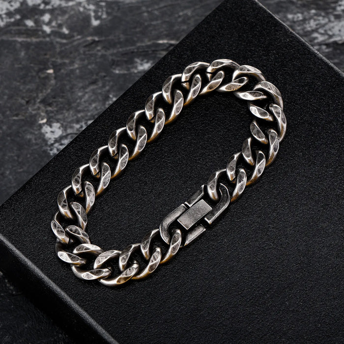11mm Distressed Brushed Miami Cuban Link Bracelet - Different Drips