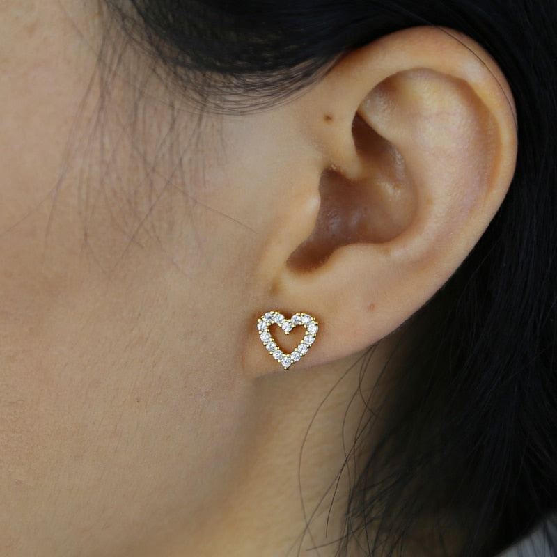 S925 Women's Hollow Heart Stud Earrings - Different Drips