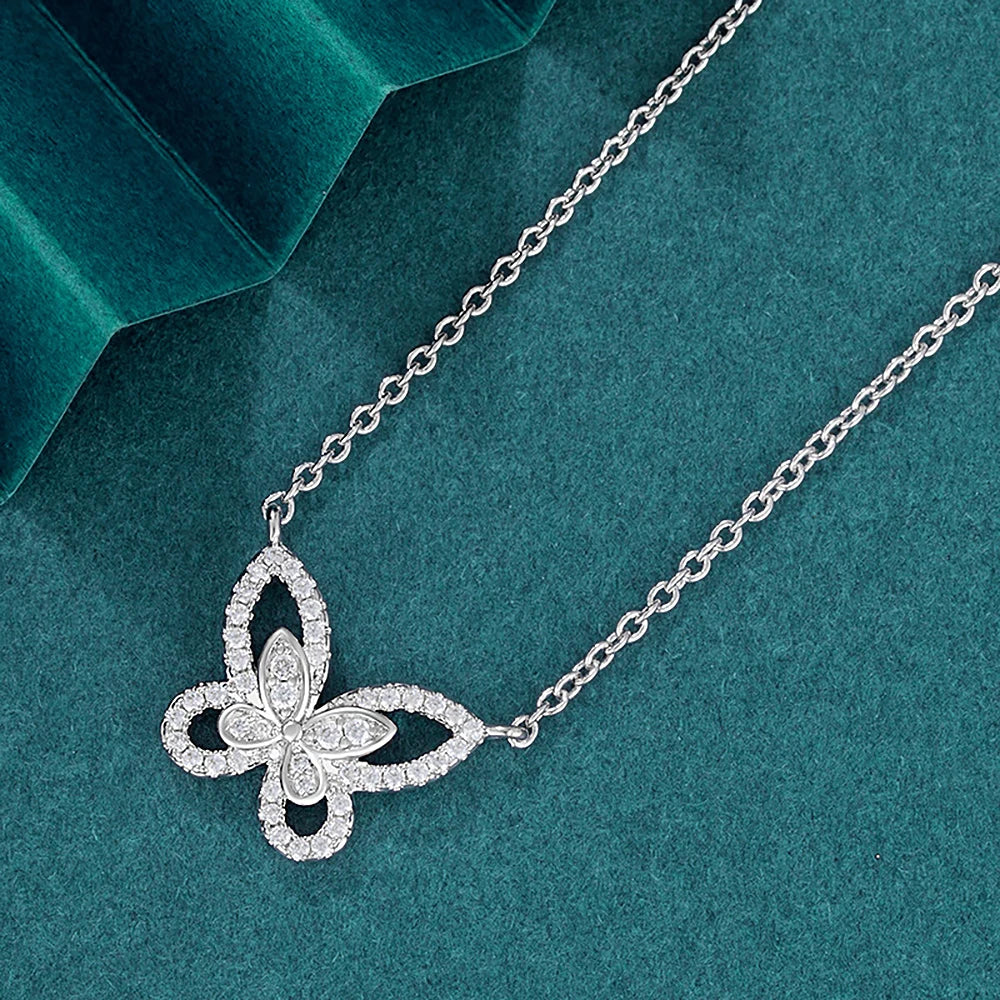 Women's S925 Moissanite Hollow Butterfly Pendant - Different Drips