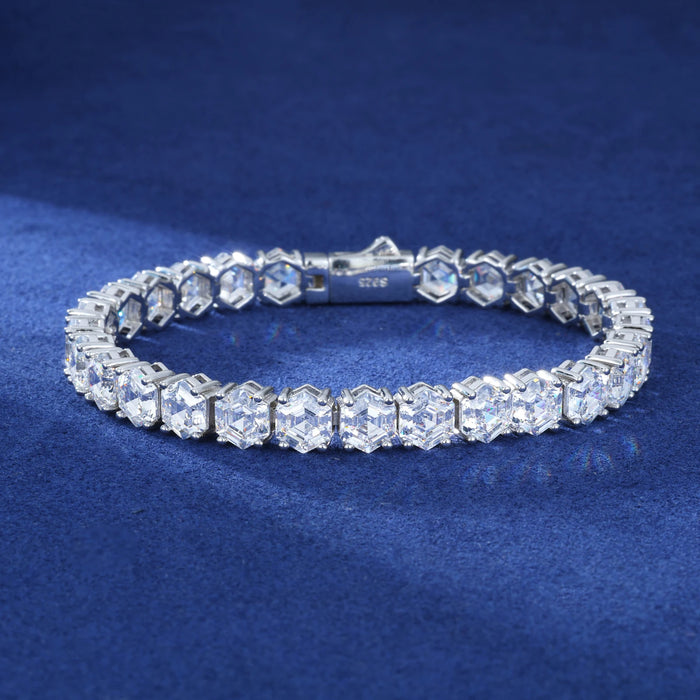 S925 Hexagon Moissanite Tennis Bracelet - Different Drips