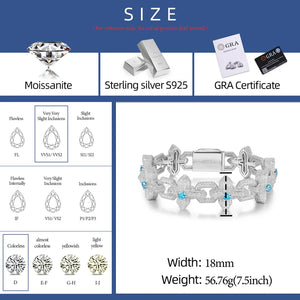 925 Sterling Silver Iced Out Moissanite Cross Bracelet - Different Drips