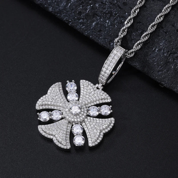 S925 Moissanite Flower Cross Pendant - Different Drips