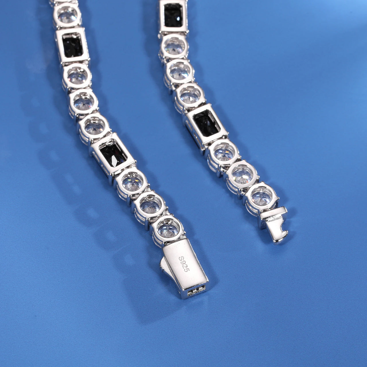 6mm S925 Moissanite Black Diamond Stationed Tennis Chain - Different Drips