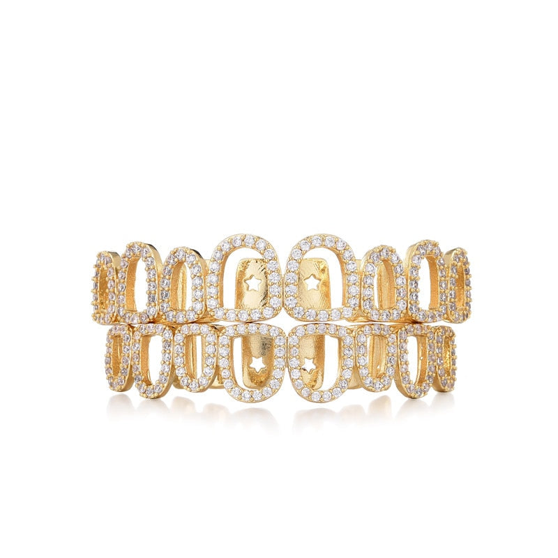 Iced Hollow Rounded Open Face Grillz - Different Drips