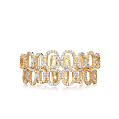 Iced Hollow Rounded Open Face Grillz - Different Drips