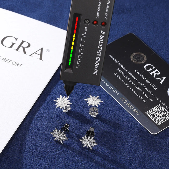 S925 Moissanite Twelve Pointed Star Earrings - Different Drips