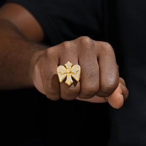 Winged Cross Moissanite Pave Ring - Different Drips