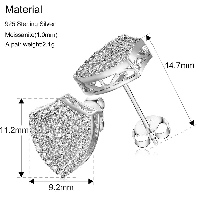 S925 Moissanite Cross Shield Earrings - Different Drips