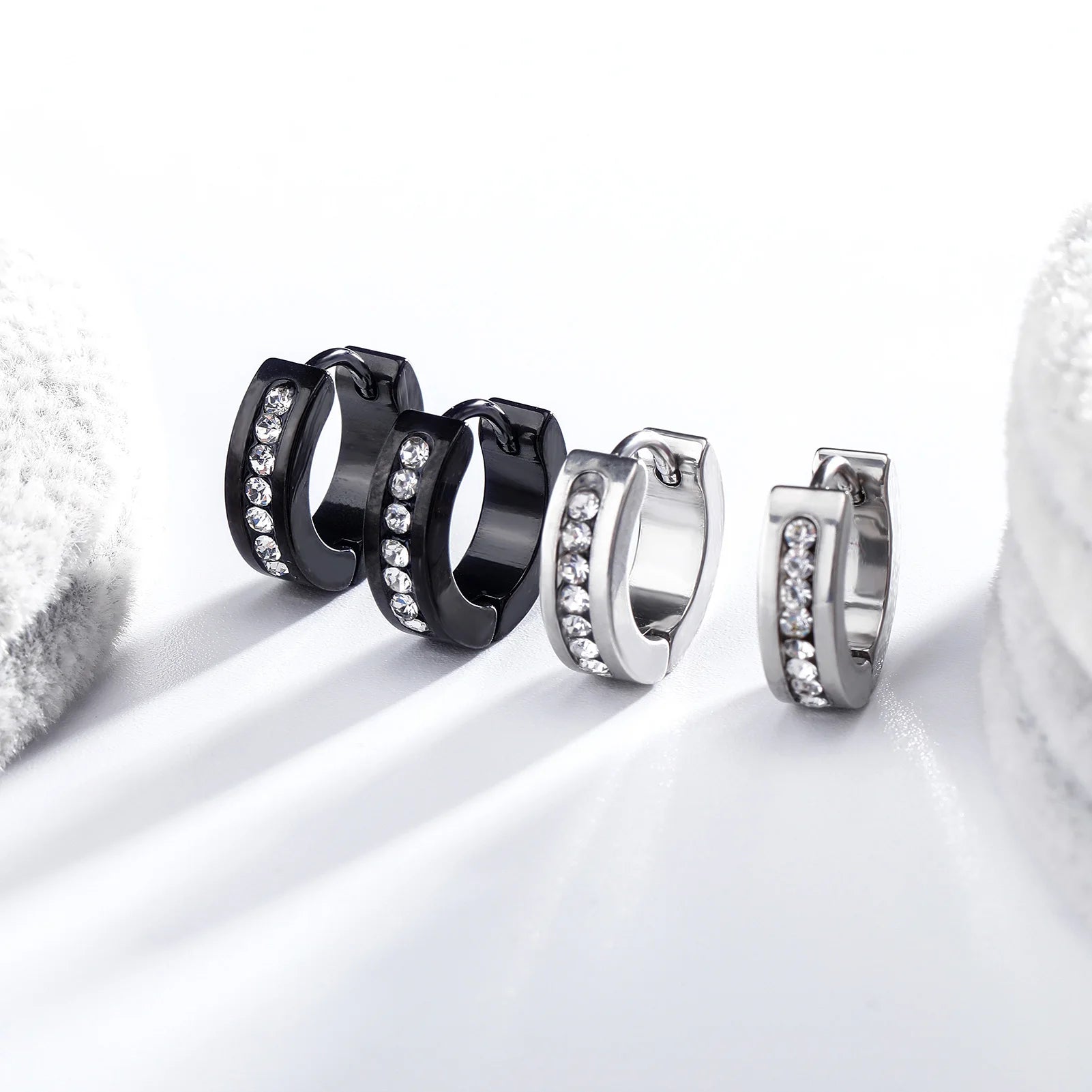 Iced Black Hoop Earrings - Different Drips