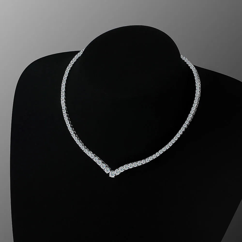 3mm Women's S925 Moissanite Chevron Tennis Necklace - Different Drips