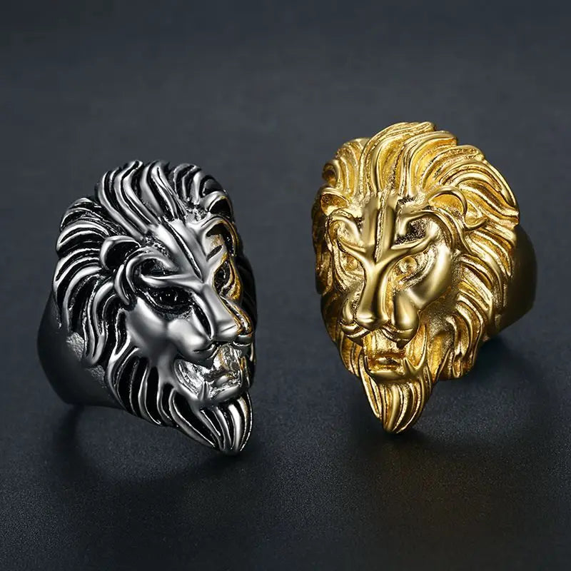 Gold Lion Head Statement Ring - Different Drips