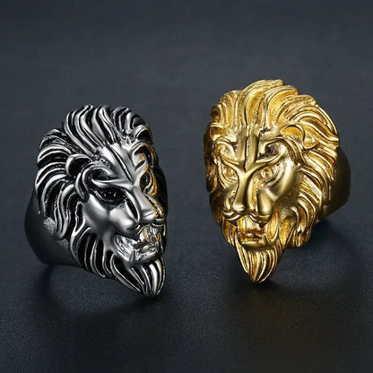 Gold Lion Head Statement Ring - Different Drips