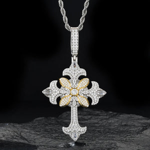 S925 Moissanite Royal Flared Cross Pendant - Different Drips