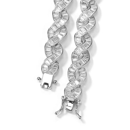 Iced Baguette Infinity Twist Link Chain - Different Drips