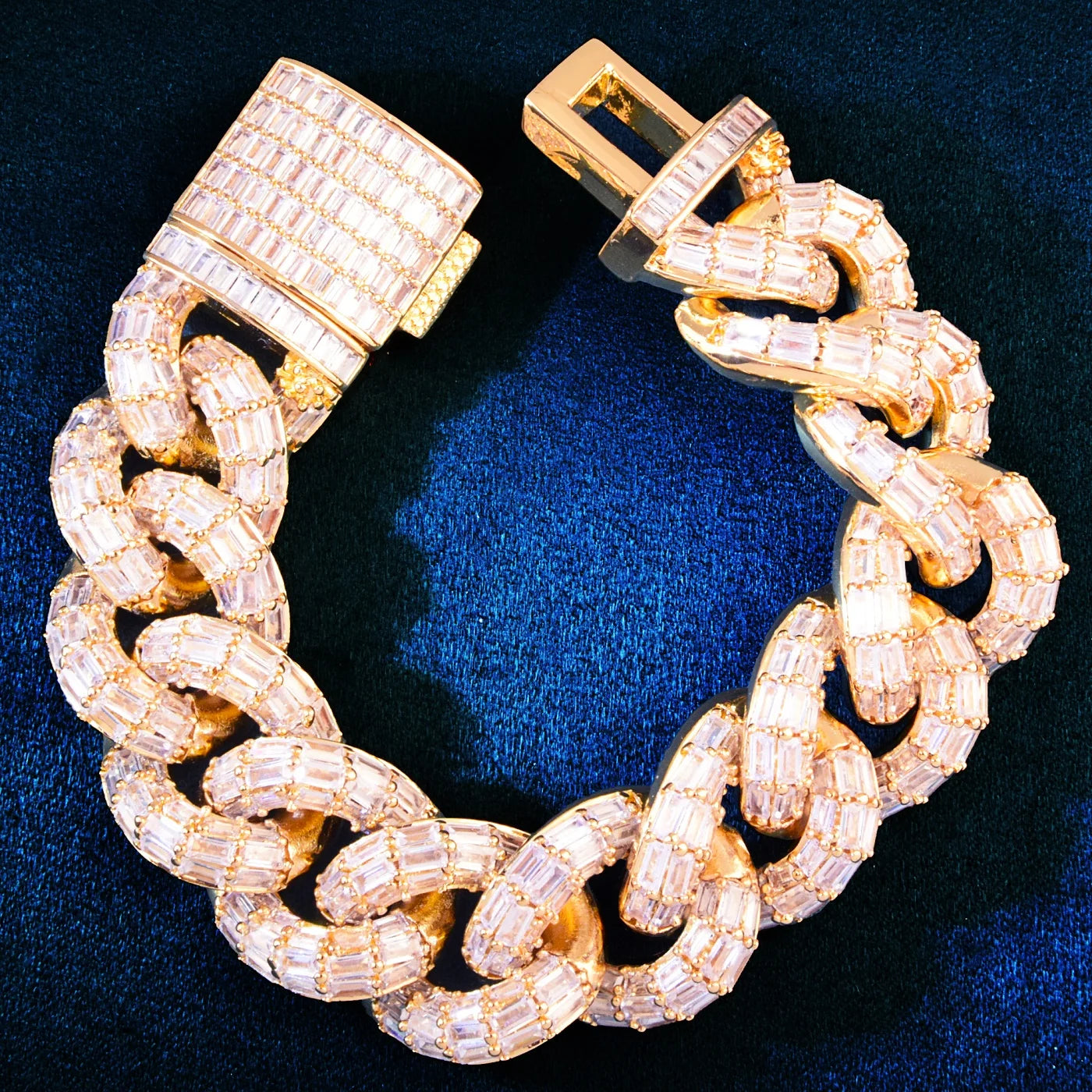 21mm All Over Baguette Miami Cuban Link Bracelet - Different Drips