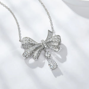 Women's S925 Moissanite Diamond Bow Pendant - Different Drips