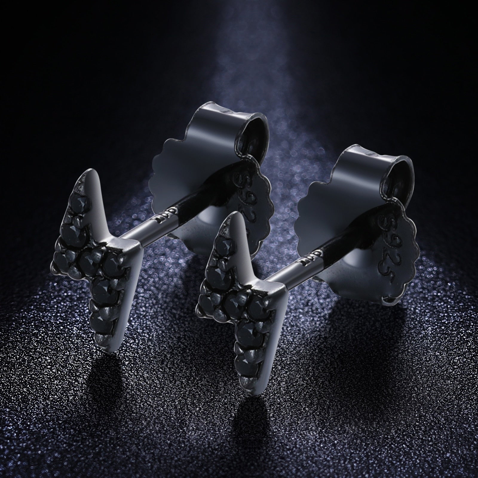 S925 Black Moissanite Lightning Bolt Earrings - Different Drips