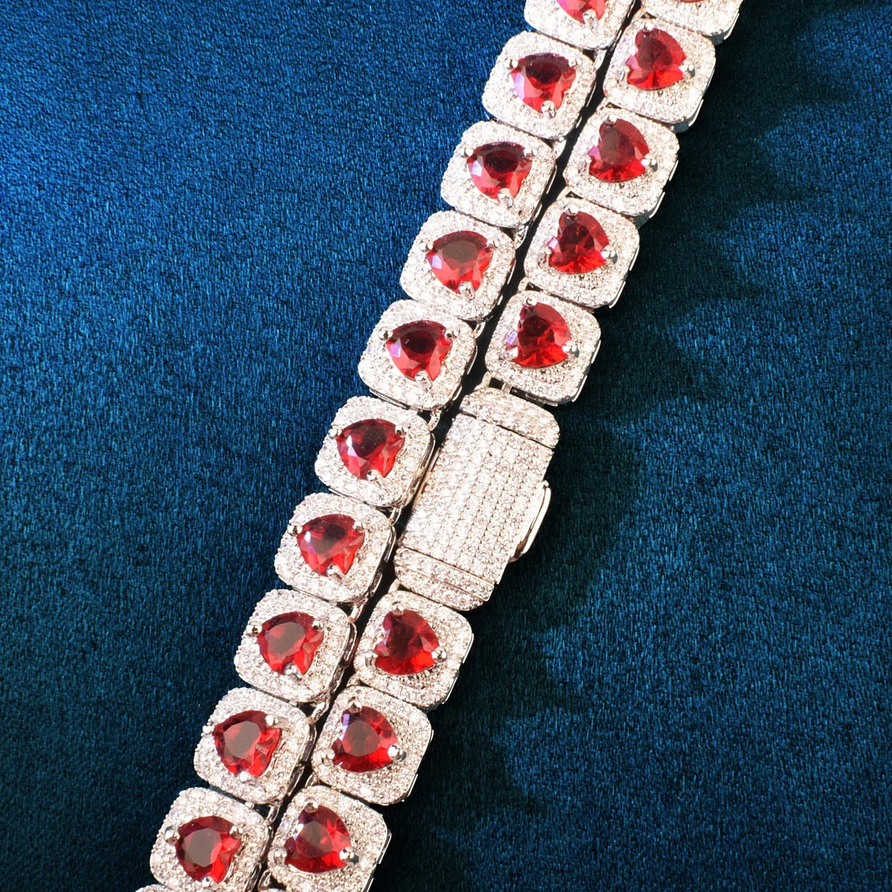 9mm Heart Clustered Tennis Bracelet - Different Drips