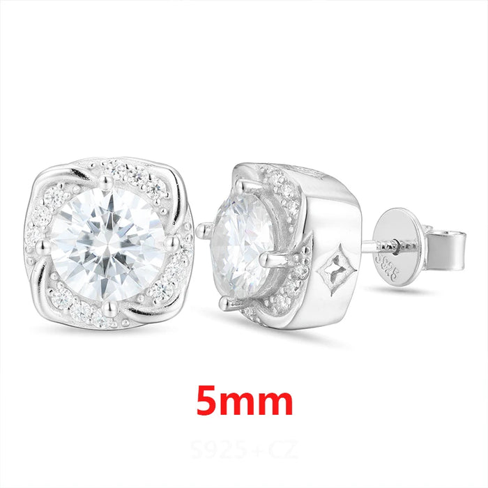 S925 Moissanite Diamond Cushion Halo Stud Earrings - Different Drips