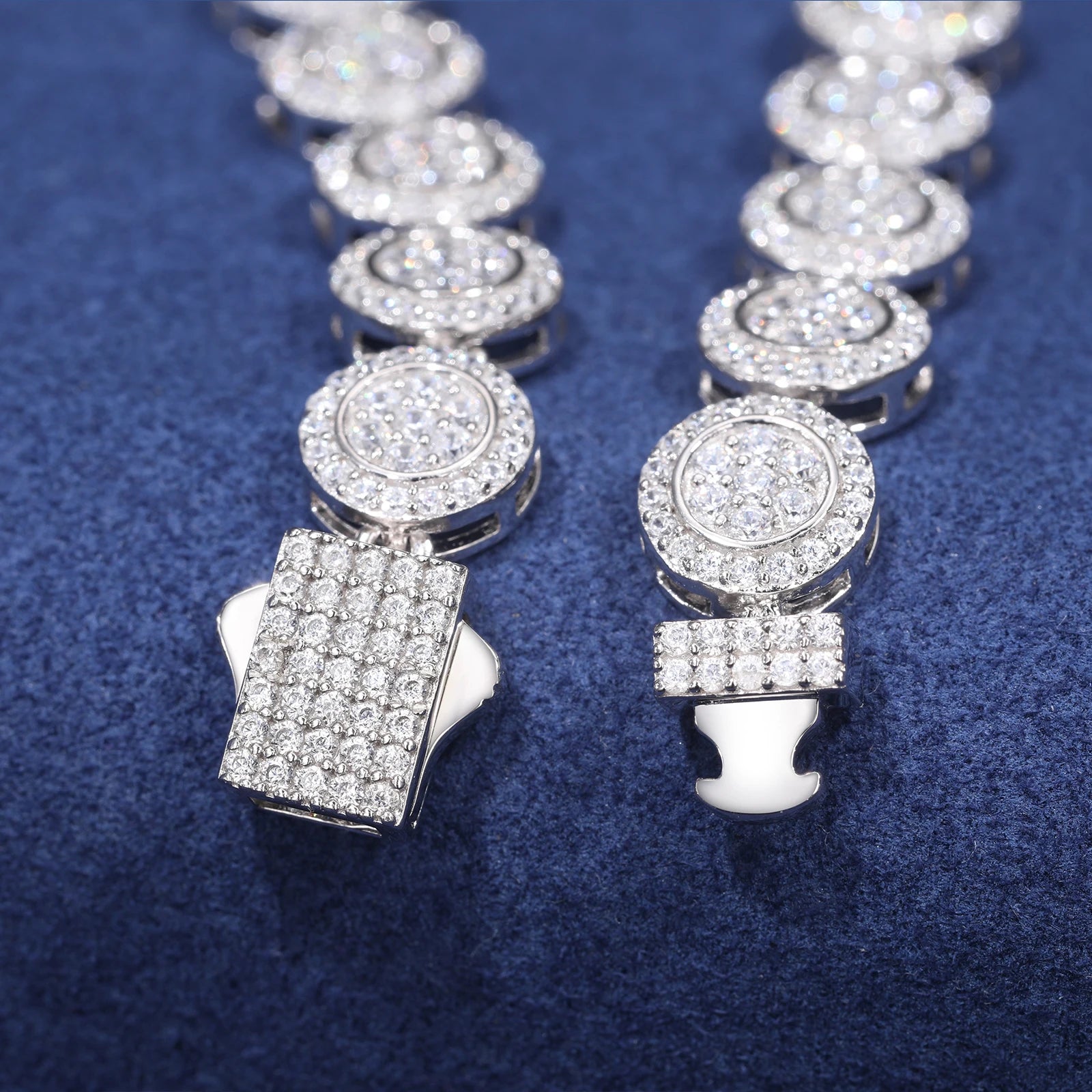 S925 Moissanite Round Pave Cluster Chain - Different Drips