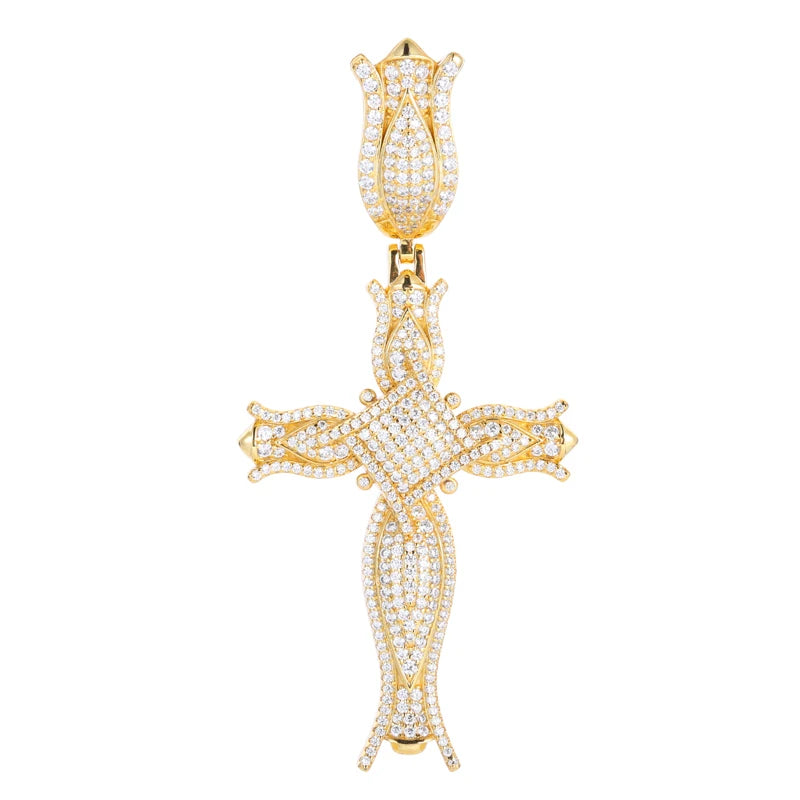 S925 Moissanite Blooming Rose Pendant - Different Drips