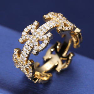 S925 Moissanite Byzantine Link Eternity Ring - Different Drips