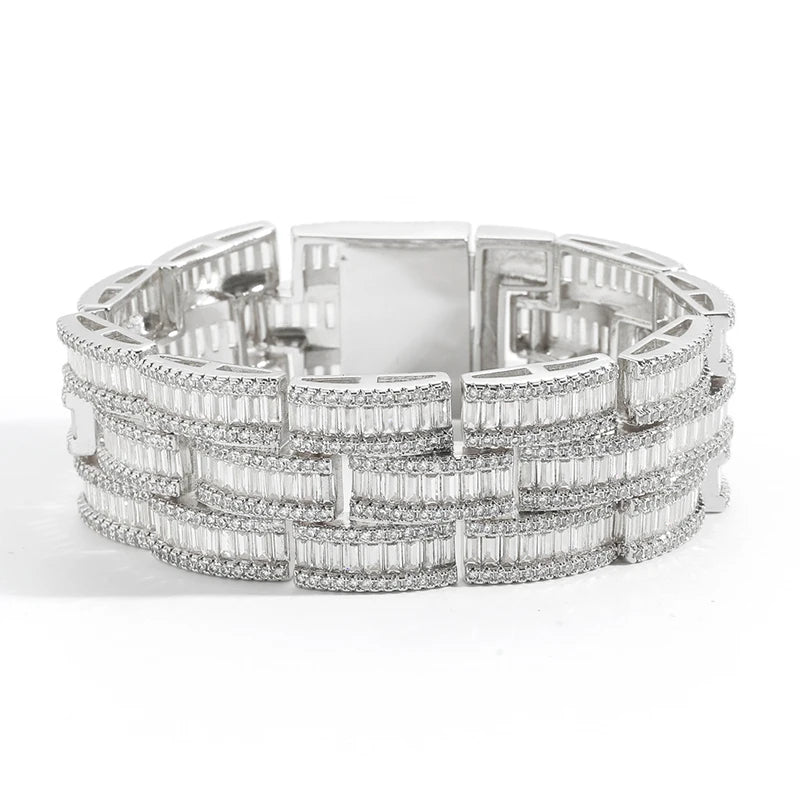 Iced Out Wide Baguette Multi Row Bracelet - Different Drips