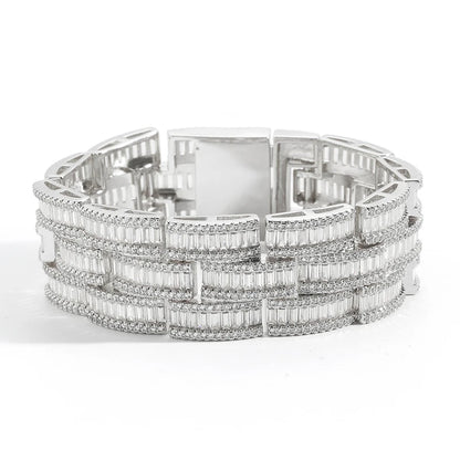 Iced Out Wide Baguette Multi Row Bracelet - Different Drips