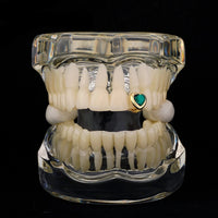 Thumbnail for Emerald Heart Single Tooth Grillz - Different Drips
