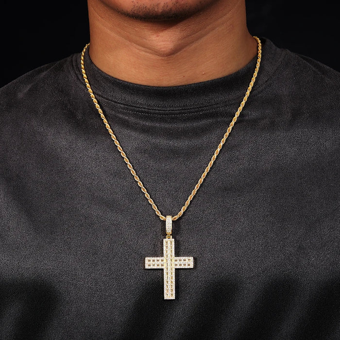 S925 Moissanite Vertical Cross Pendant - Different Drips