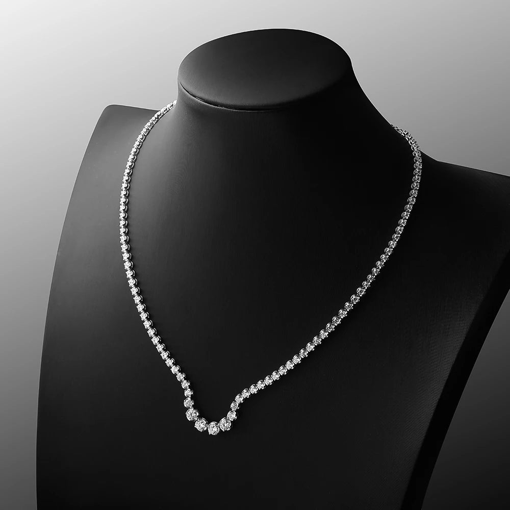 Women's S925 Moissanite Curved Tennis Necklace - Different Drips