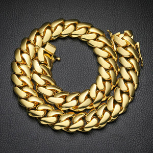 10-22mm Solid 18k Gold Plated Miami Cuban Link Chain - Different Drips