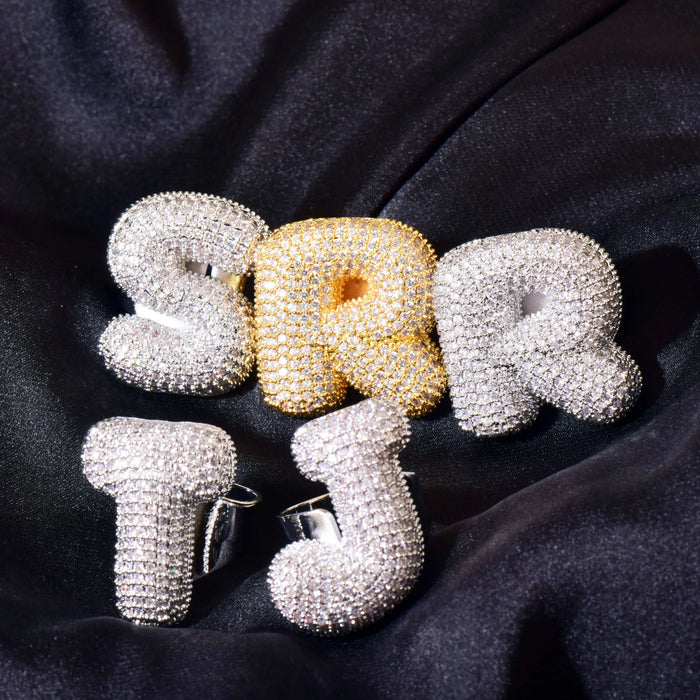 Bubble Font Custom Letter Ring - Different Drips