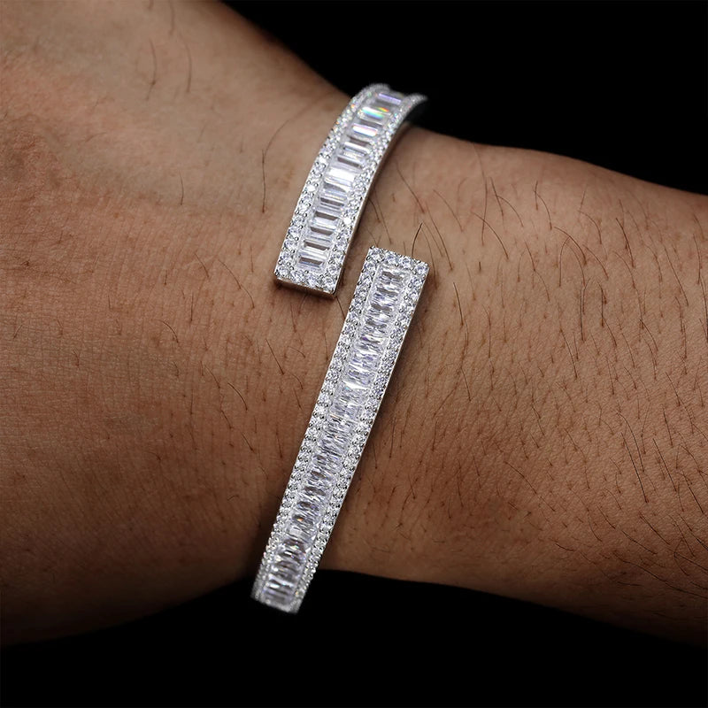 S925 Moissanite Baguette Bangle Bracelet - Different Drips
