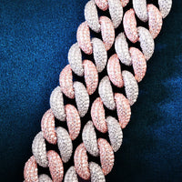 Thumbnail for 19mm Iced Two Tone Miami Cuban Link Bracelet - Different Drips