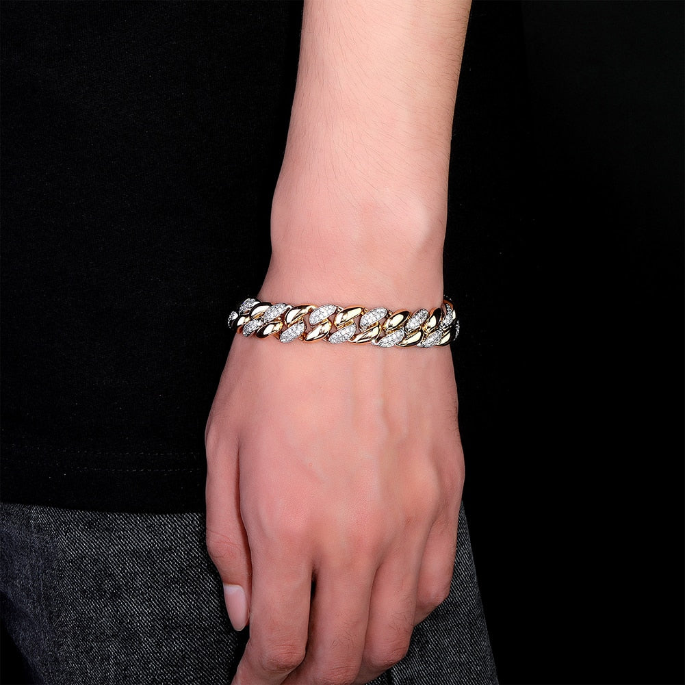 9-14mm Two-Tone Cuban Link Bracelet - Different Drips