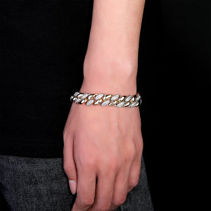 9-14mm Two-Tone Cuban Link Bracelet - Different Drips
