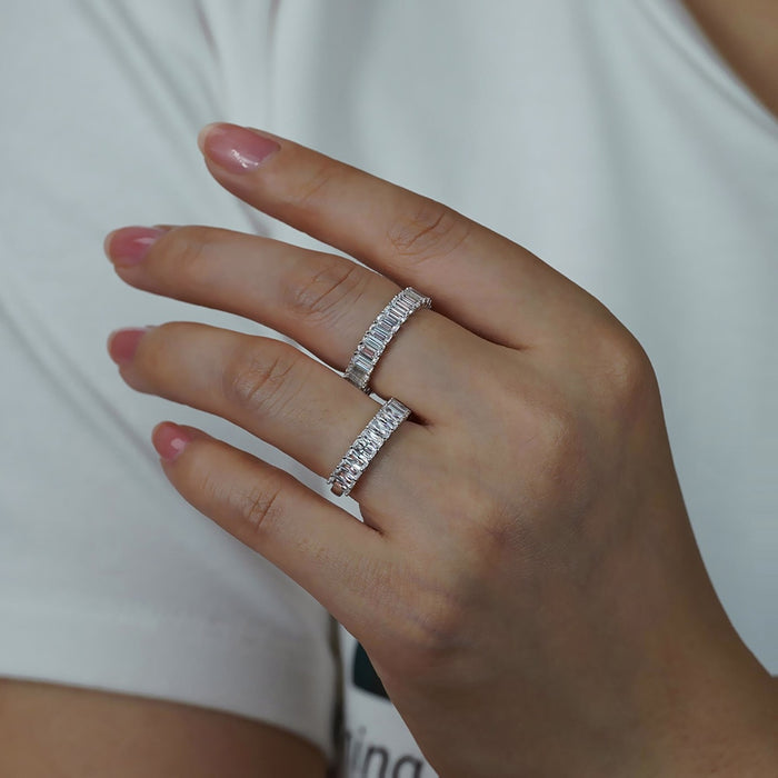 Women's S925 Moissanite Baguette Eternity Band Ring - Different Drips